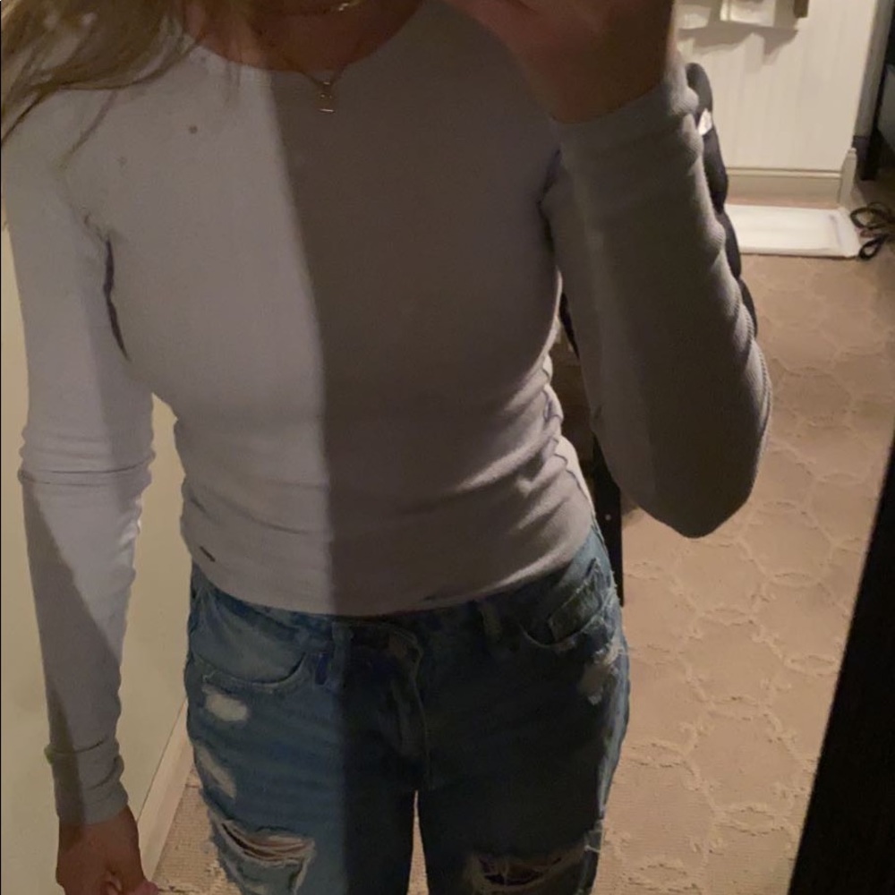 Ribbed light blue long sleeve